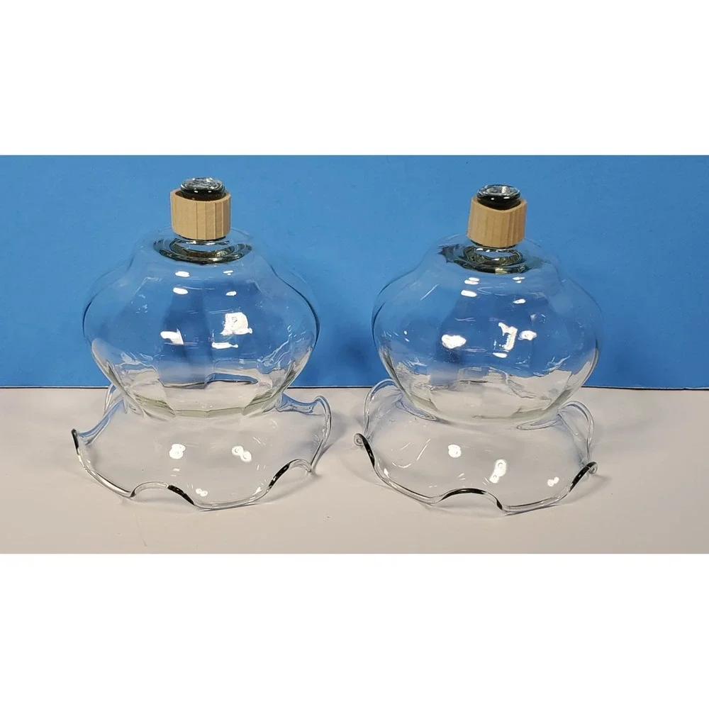 Votive‎ Cups Optic Ruffle Glass Peg Candle Home Interiors Clear Homco Qty 2